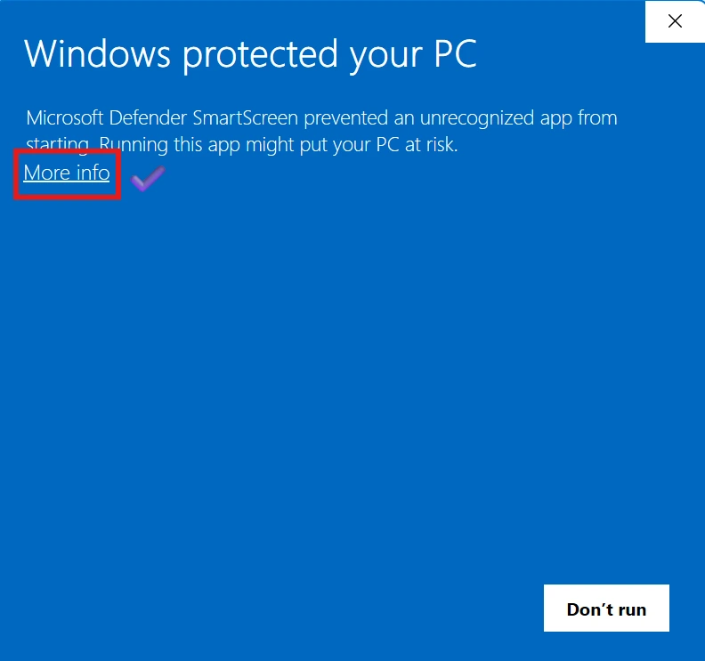 SmartScreen warning example